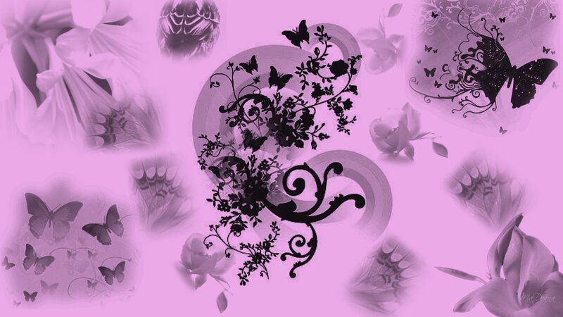 purple floral butterfly design
