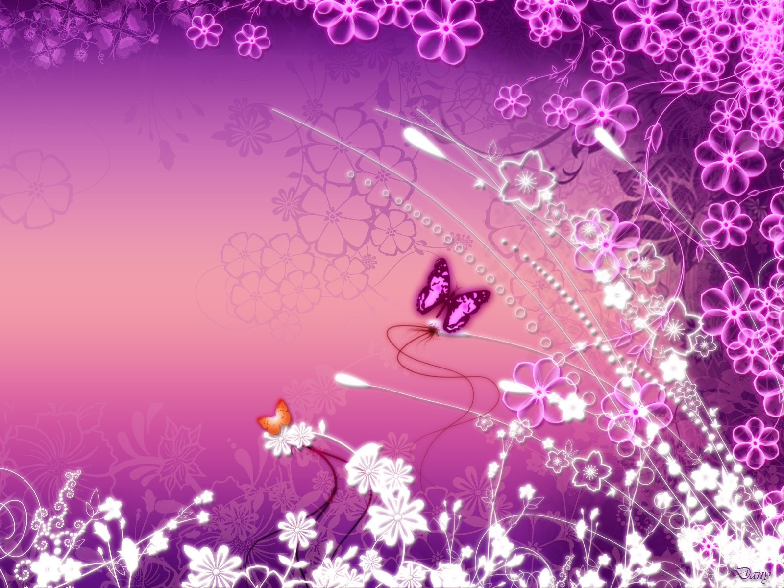 purple floral butterfly wallpaper