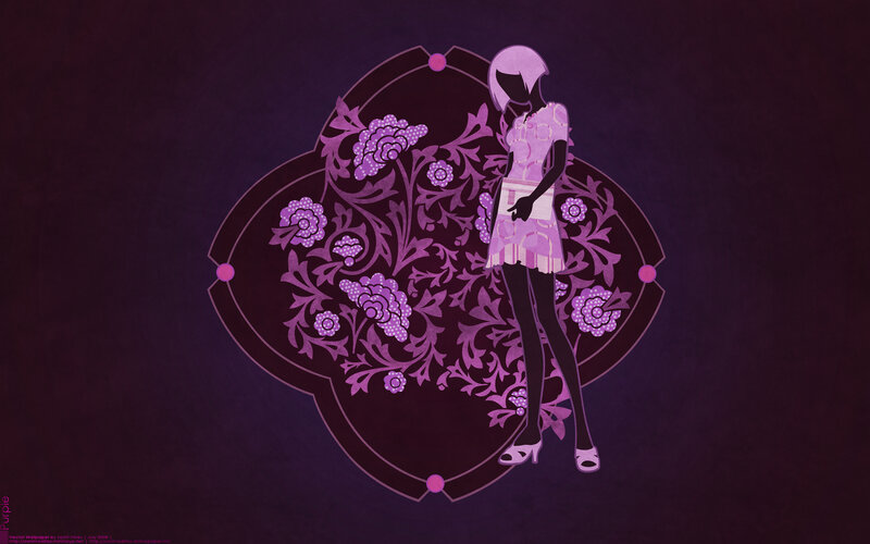 purple floral character design