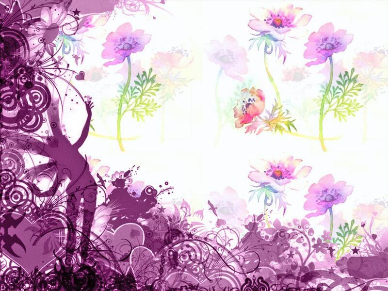 Purple Floral Design — Dreamy, Digital Art