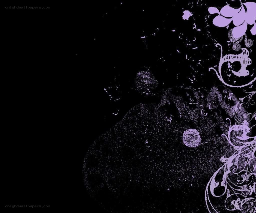purple floral design on black