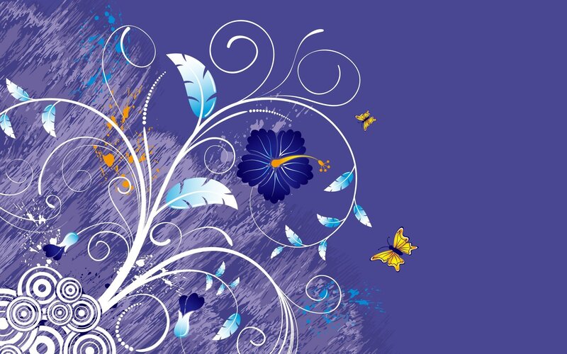 purple floral design with butterflies
