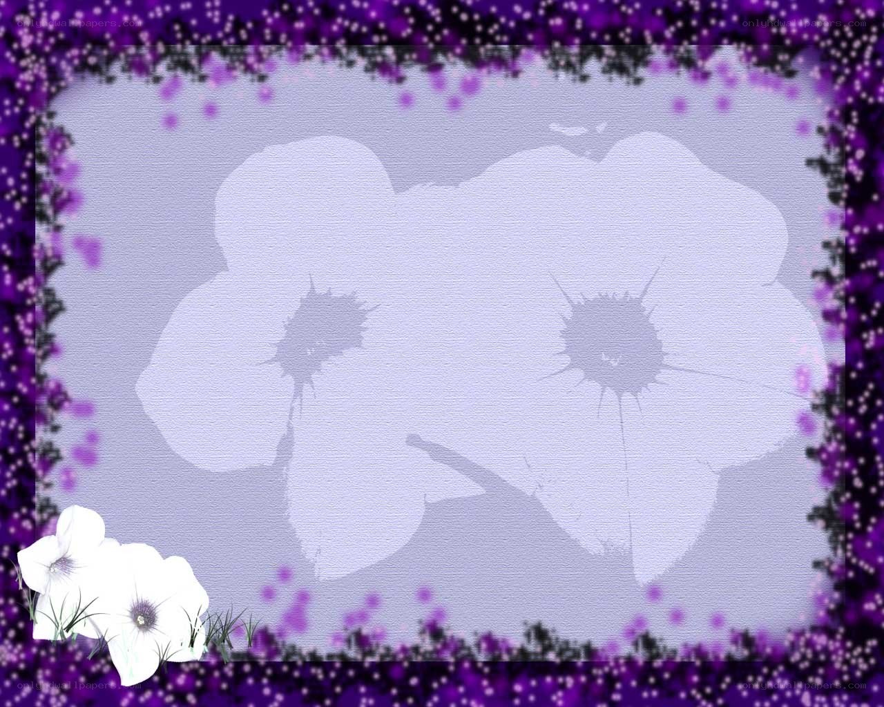 purple floral frame with white flowers