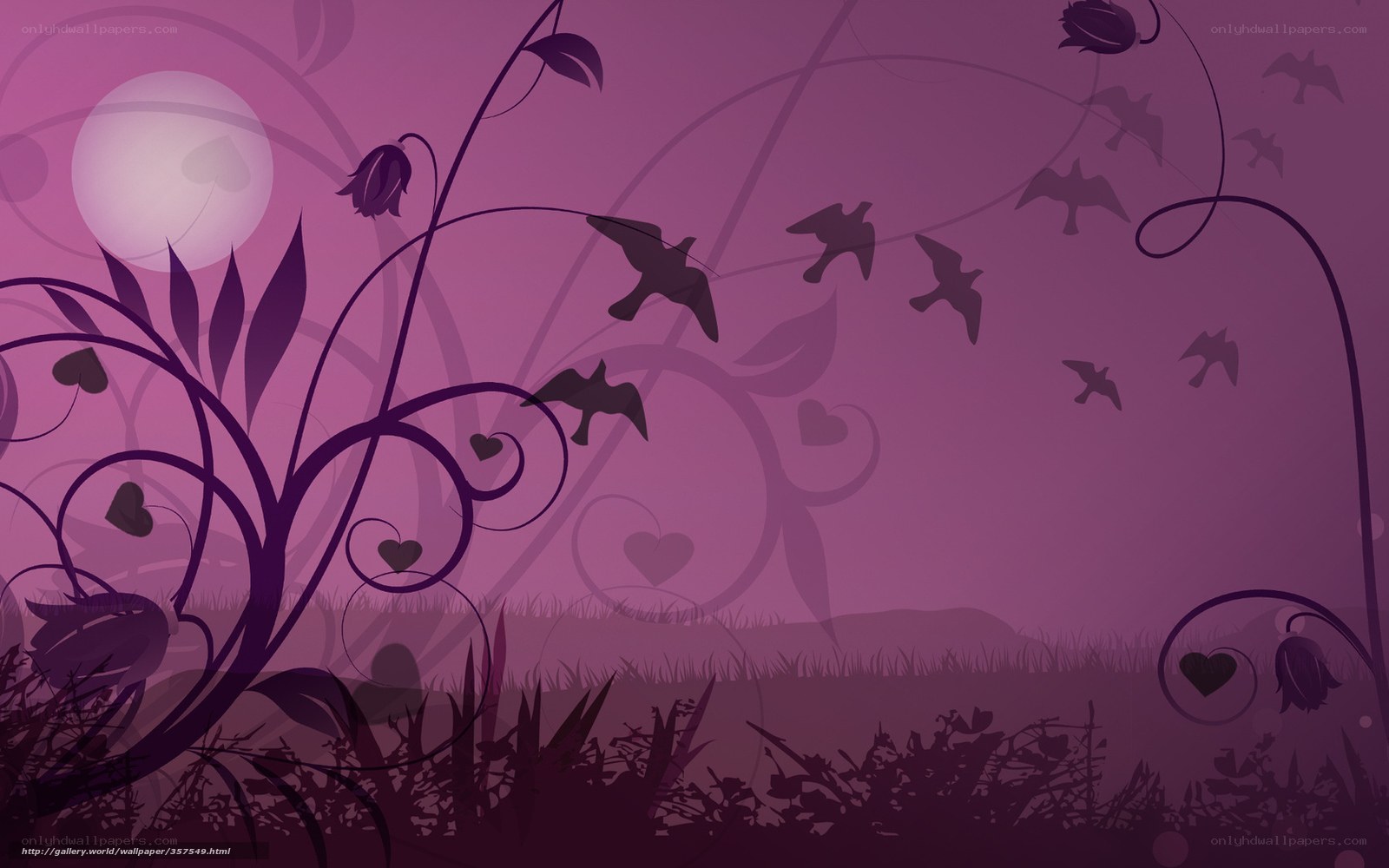 Purple floral nature scene
