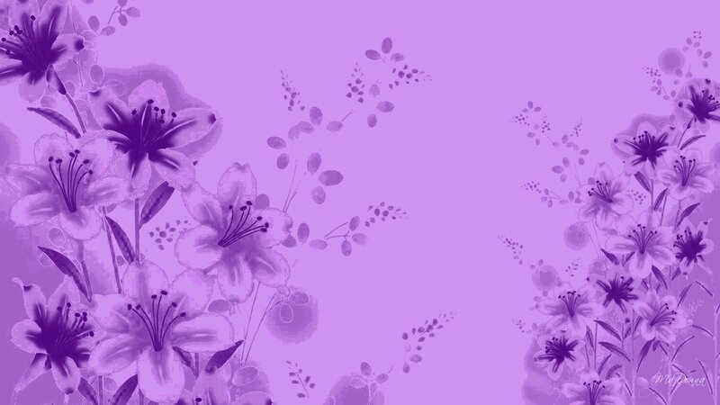 Purple Floral Pattern — Calm, Digital Art, Flowers, Leaves