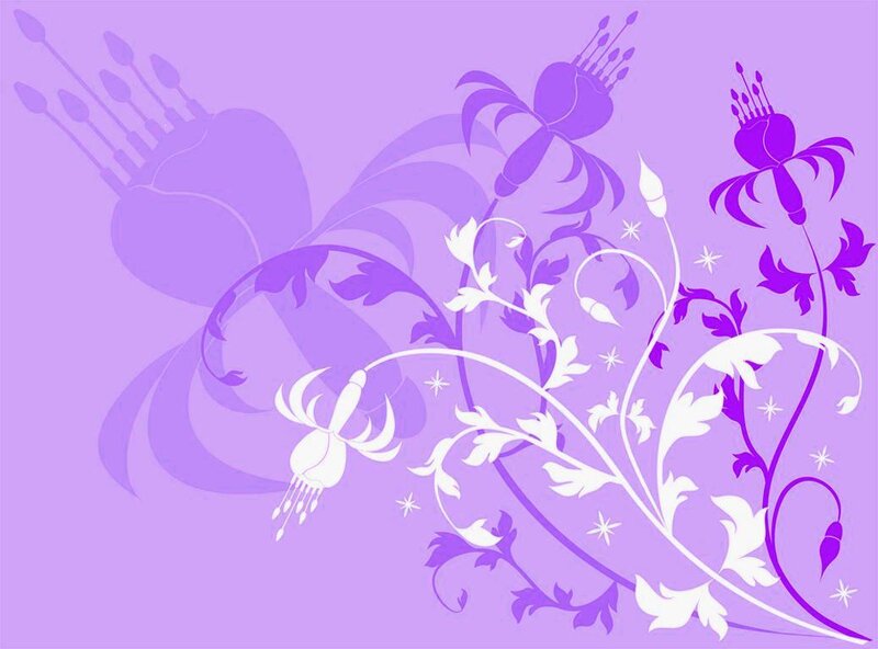 Purple Floral Pattern — Calm, Vector Art, Flowers, Leaves