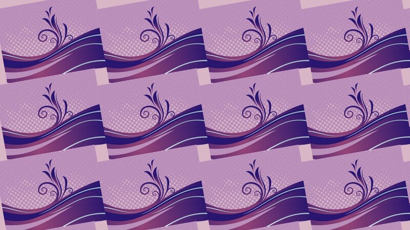 Purple Floral Pattern — Calm, Vector Art, Flowers, Waves