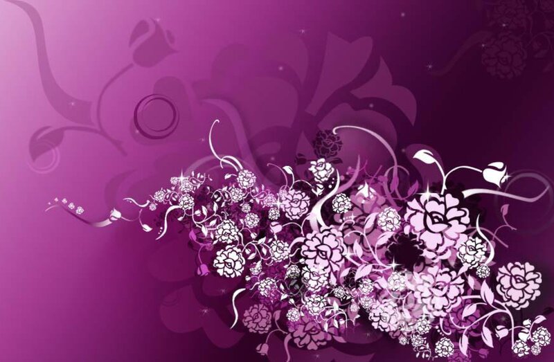 Purple Floral Pattern — Elegant, Digital Art