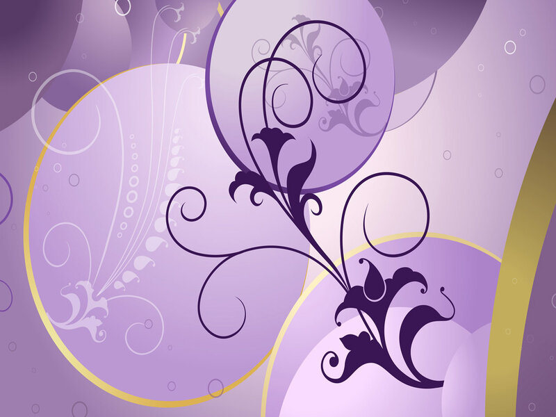 Purple Floral Swirls — Calm, Vector Art, Circles, Bubbles, Lavender