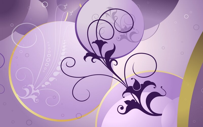 Purple Floral Swirls — Calm, Vector Art, Circles