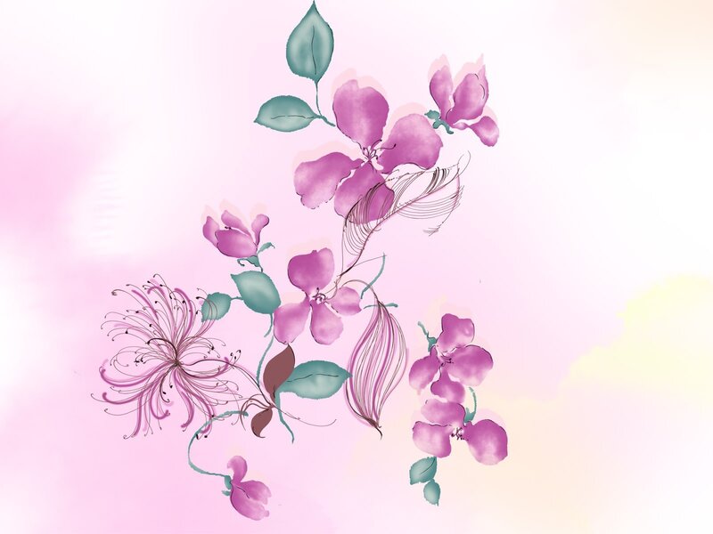 purple floral watercolor illustration