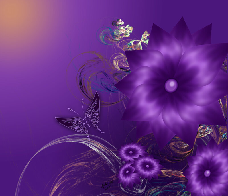 Purple Flower and Butterfly