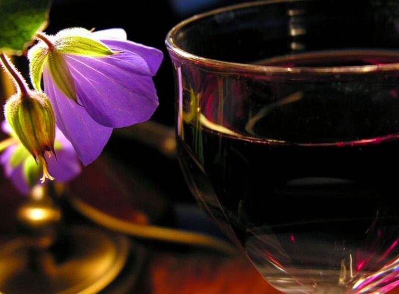 Purple Flower and Wine Glass
