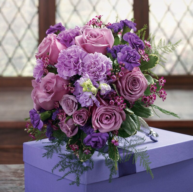 Purple Flower Bouquet — Calm, Photograph, Flowers, Box
