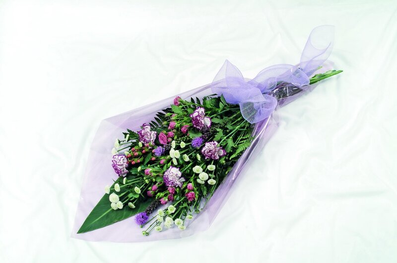 Purple Flower Bouquet — Calm, Photograph, Ribbon, Wrap