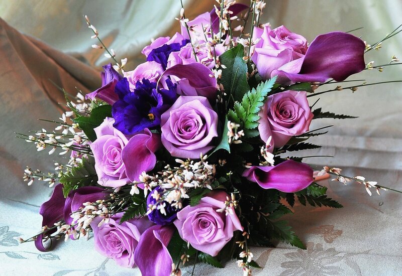 Purple Flower Bouquet — Calm, Photograph, Roses