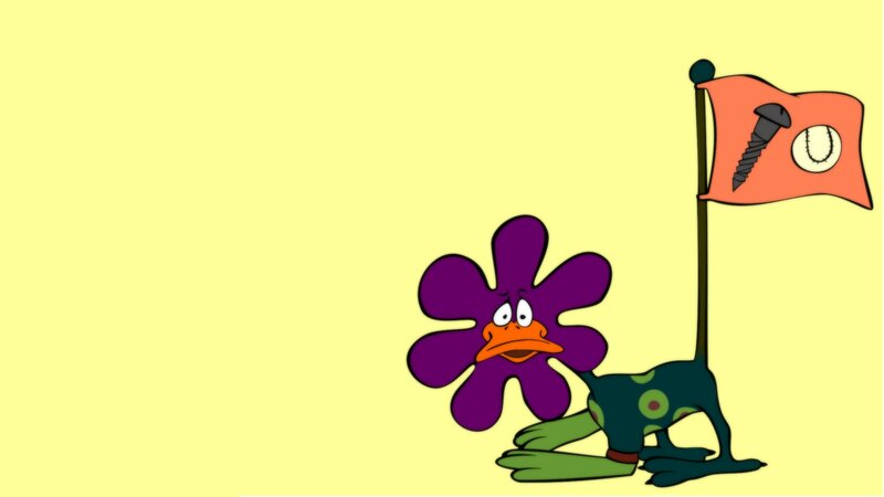 Purple Flower Character — Yellow
