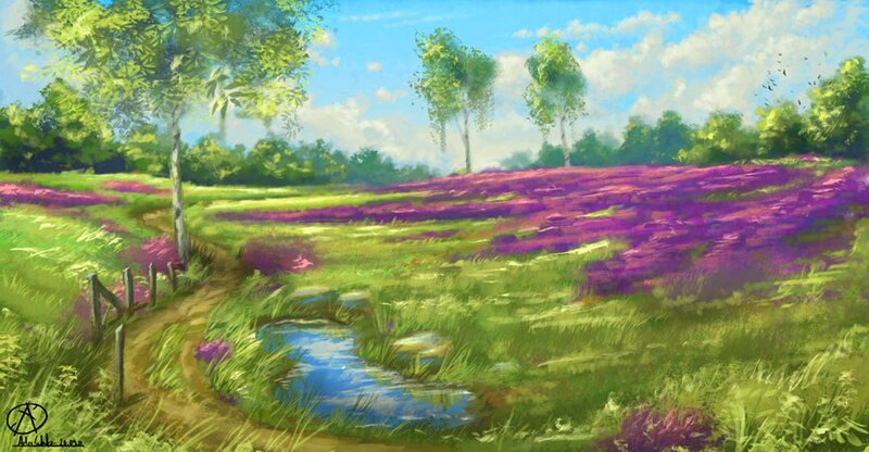 Purple Flower Field — Green