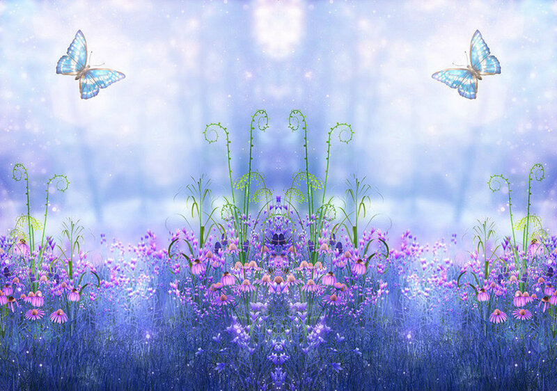 Purple Flower Field — Serene, Spring, Digital Art