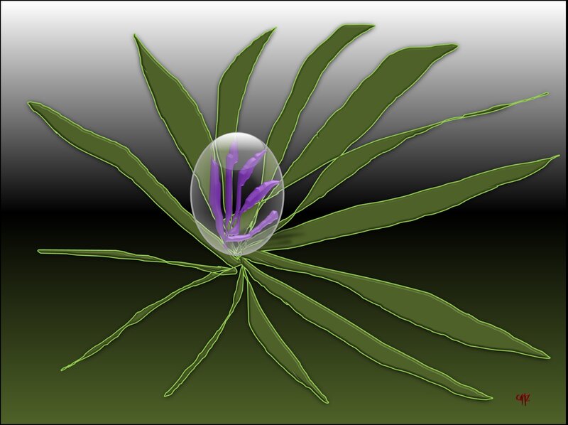 Purple Flower in Glass Orb