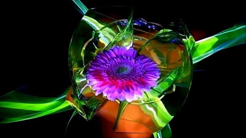 Purple flower in glass sculpture