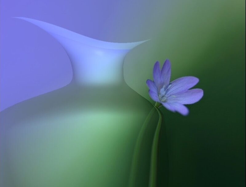 Purple Flower in Vase — Serene, Digital Art