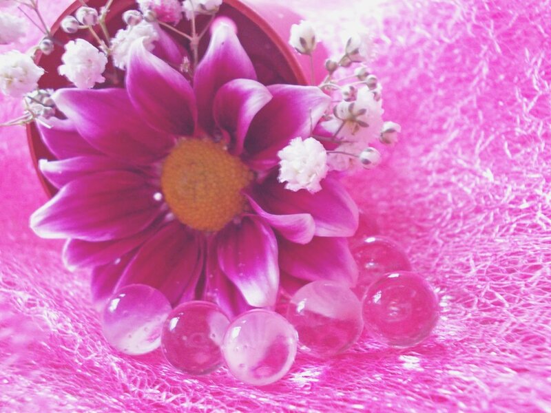 Purple Flower with Beads — Pink