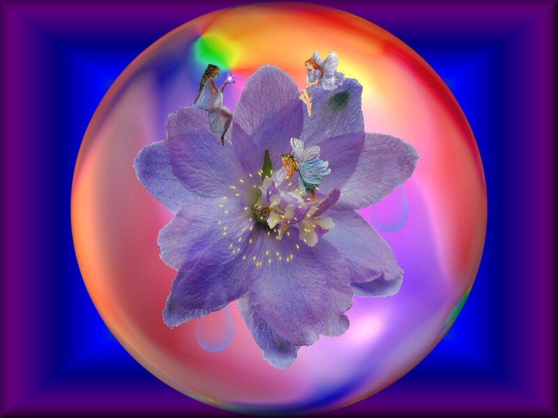 Purple Flower with Fairies