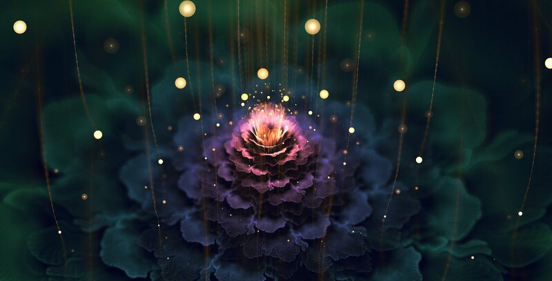 Purple Flower with Glowing Particles