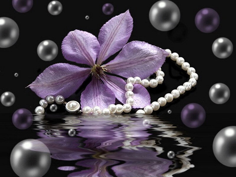 purple flower with pearls