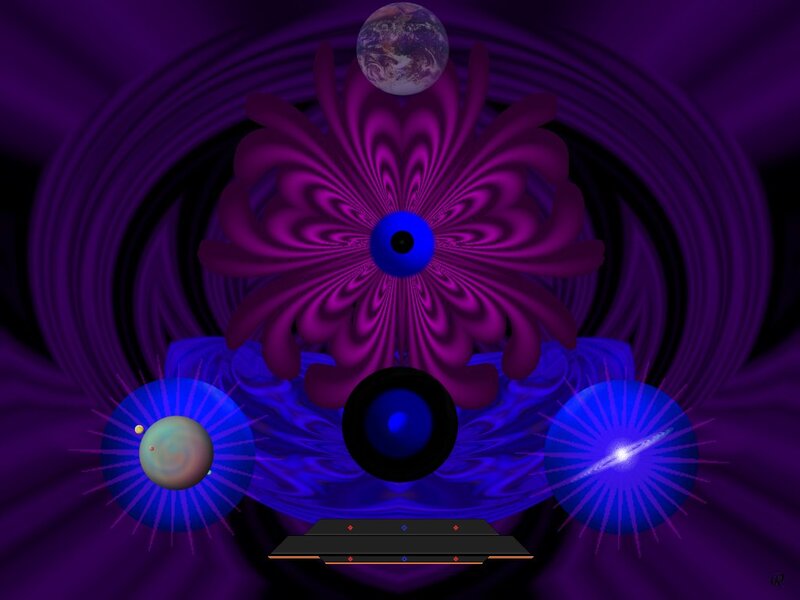 Purple Flower with Planets