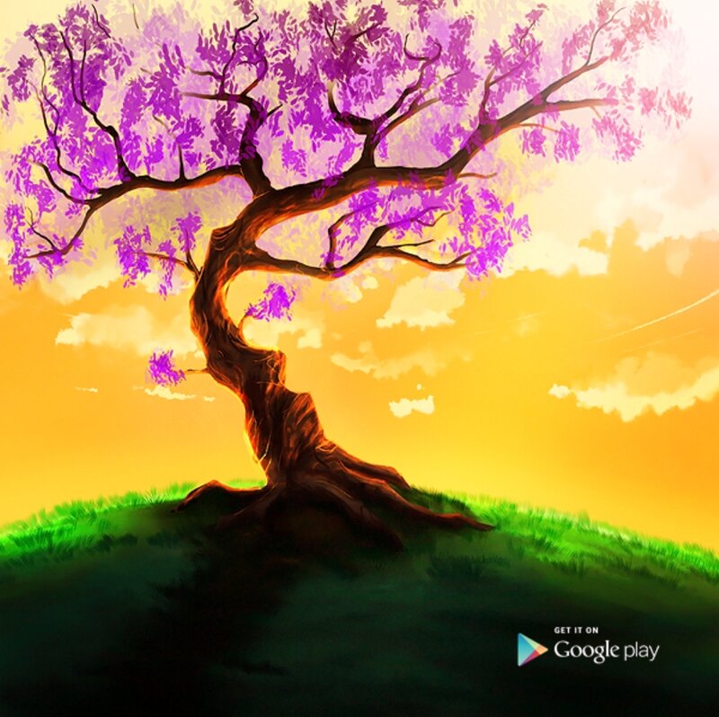 Purple-flowered Tree — Purple, Serene, Sunset