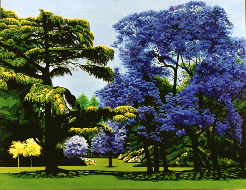 Purple-flowered Trees — Blue