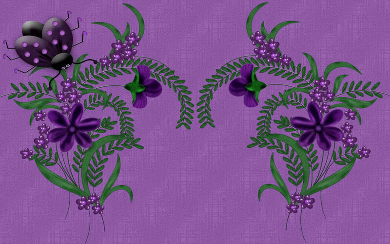 Purple Flowers and Beetle