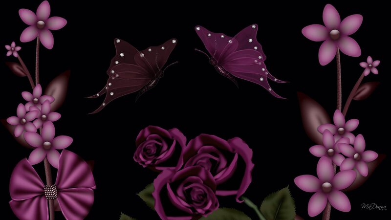 Purple Flowers and Butterflies — Elegant