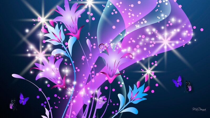 Purple Flowers and Butterflies — Magical