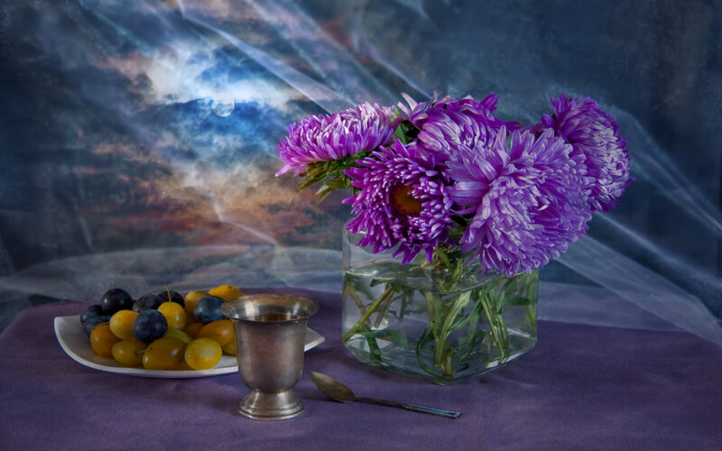 Purple Flowers and Fruit