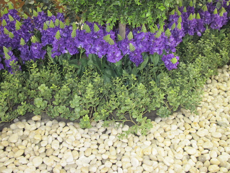 Purple Flowers and Green Shrubs — Calm, Photograph