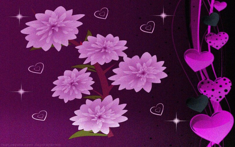 Purple Flowers and Hearts — Romantic