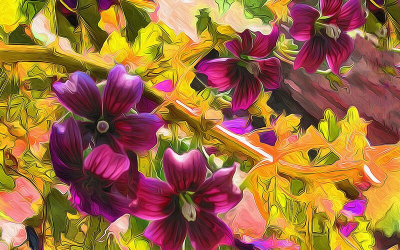 Purple Flowers and Leaves