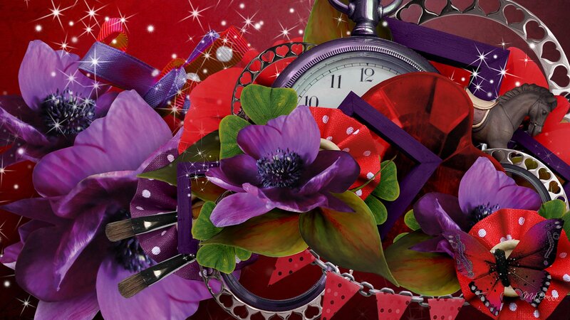 Purple Flowers and Pocket Watch