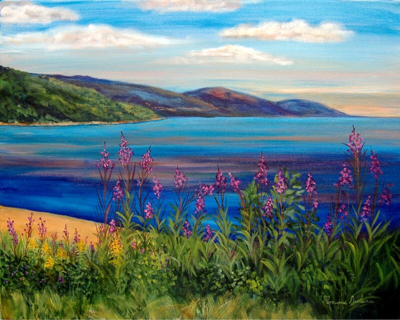 Purple Flowers by the Sea — Blue