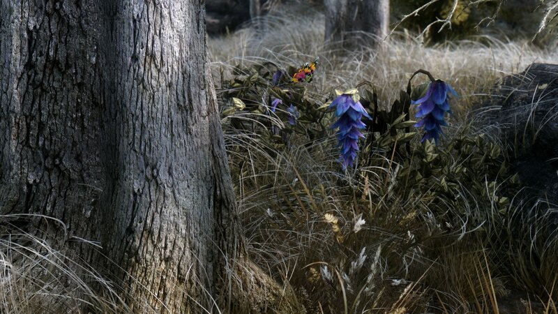 Purple Flowers by Tree