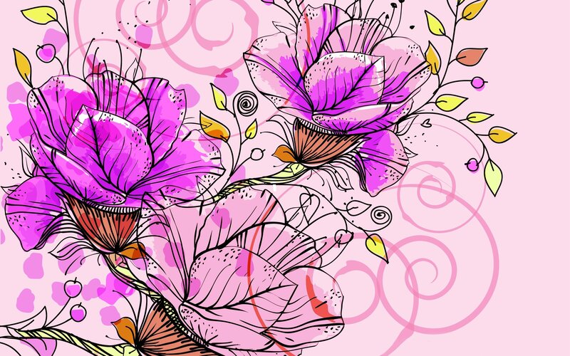 Purple Flowers Illustration