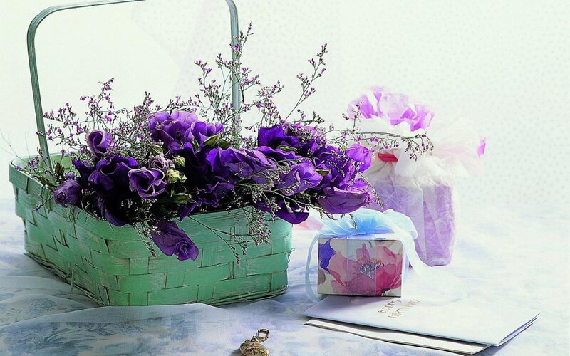 Purple Flowers in Basket — Serene, Photograph, Gift Box, Card