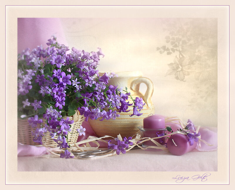 Purple Flowers in Basket