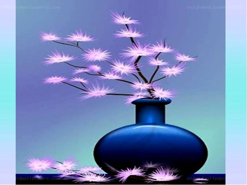 purple flowers in blue vase