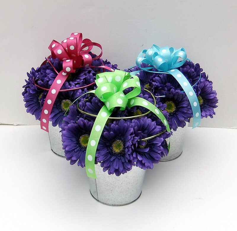 Purple Flowers in Buckets