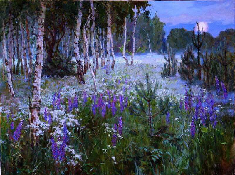Purple Flowers in Forest — Green, Serene