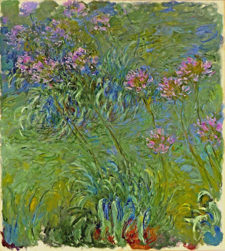 Purple Flowers in Garden — Green, Calm, Painting